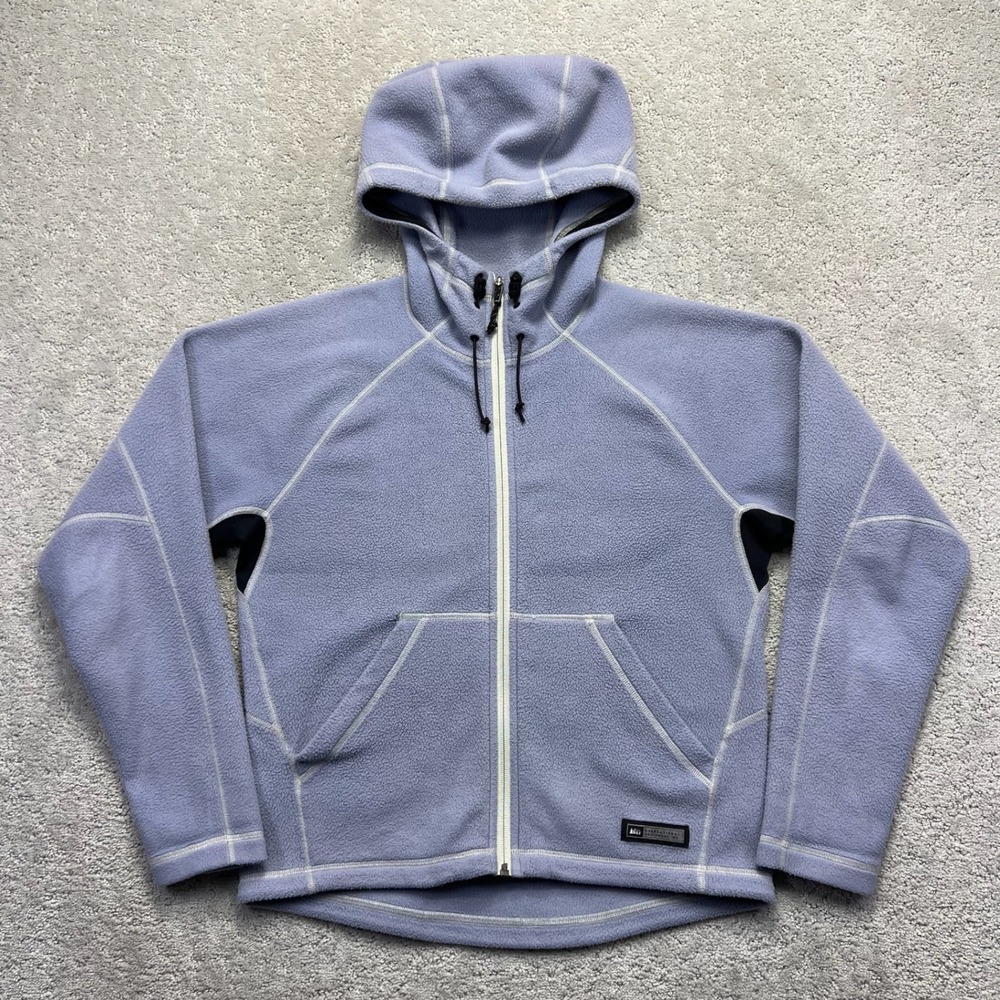 REI Hoodie Jacket Womens Small Periwinkle Blue Full Zip Fleece Made in Canada